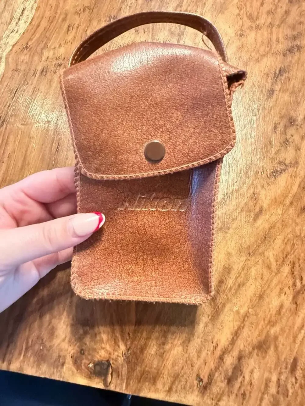 Vintage Nikon Genuine Brown Leather Speedlight Flash Case SS-7